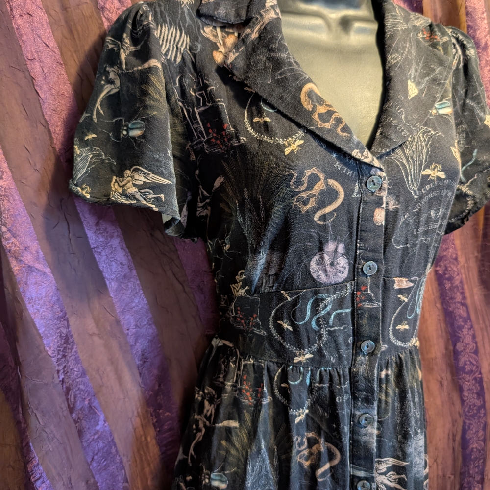 DISTURBIA Maudeline Victoriana Button Down Shirt Dress US 10 Goth Fairycore L - Picture 4 of 7